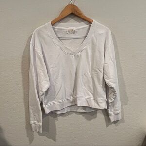 Nation Ltd white cotton v neck slightly cropped long sleeve size xsmall